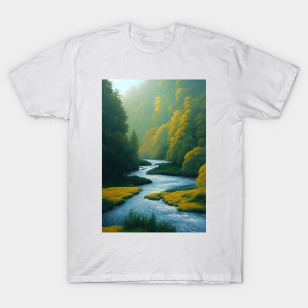 Beautiful untouched nature with river T-Shirt by DyeruArt